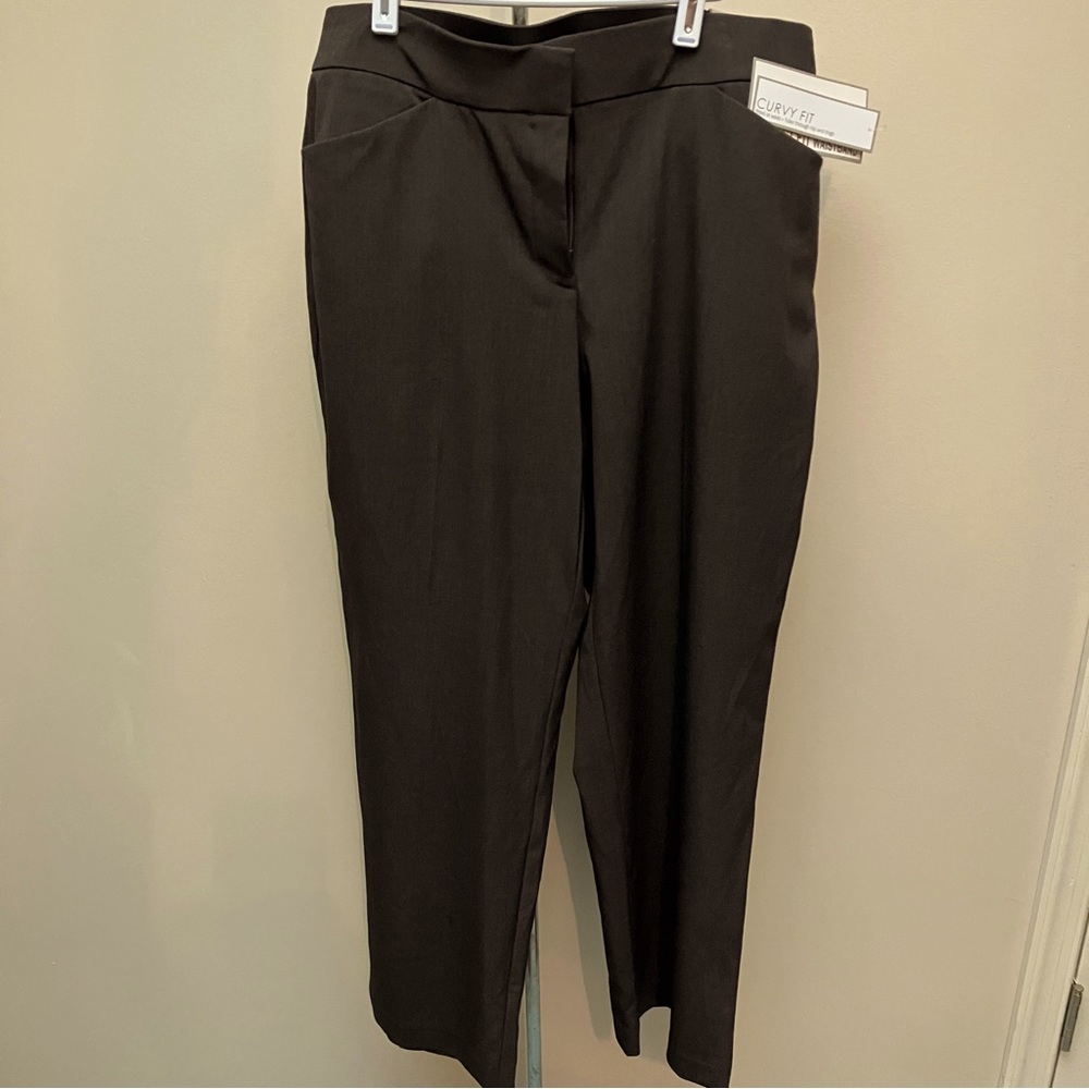 Sag Harbor Stretch NWT Curvy Perfect Fit Pant chocolate Heather 14 Short